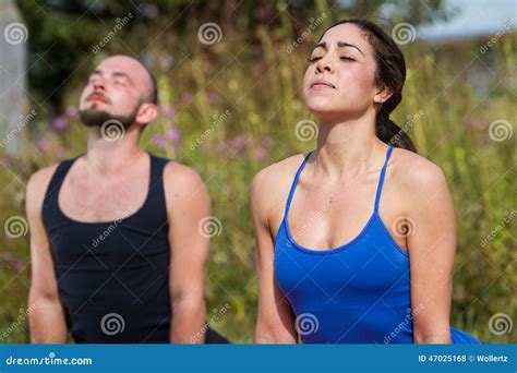 Outdoor yoga stock photo. Image of benefit, exercise - 47025168