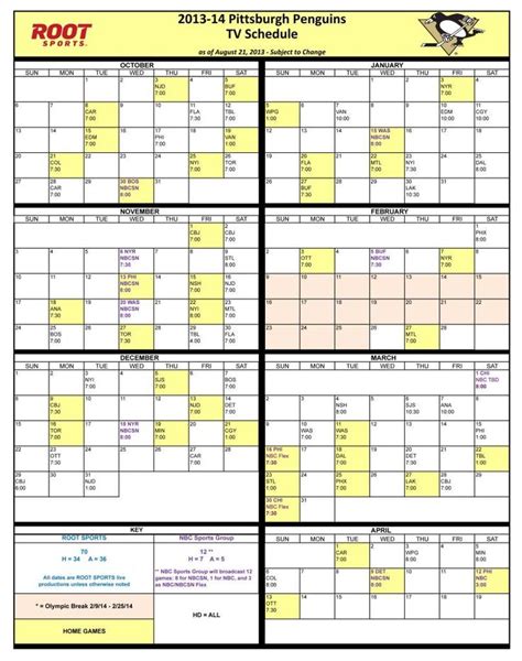 Pittsburgh Penguins Schedule 2023 24 Printable