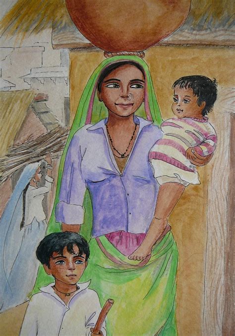 Original Watercolor Painting Indian Village Woman and - Etsy