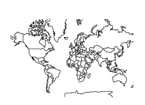 Esquema del mapa del mundo para colorear, imprimir e dibujar ...