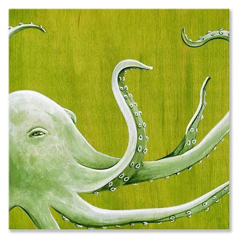 GreenBox Art + Culture Green Octopus by Karin Grow Canvas Wall Art, 18 by 18-Inch : Amazon.in ...