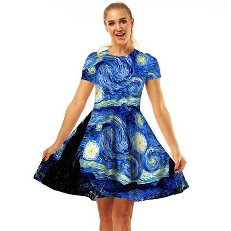 Van Gogh The Starry Night Print Dress – Galartsy