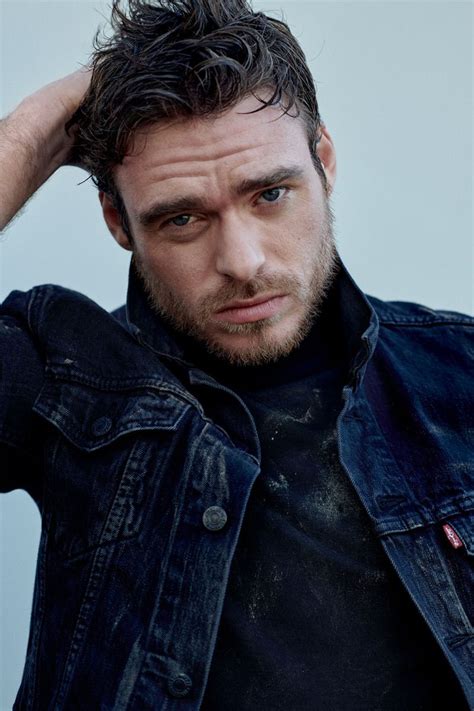 Ready for his close-up, Richard Madden dons a Levi's denim jacket and Prada turtleneck. Richard ...