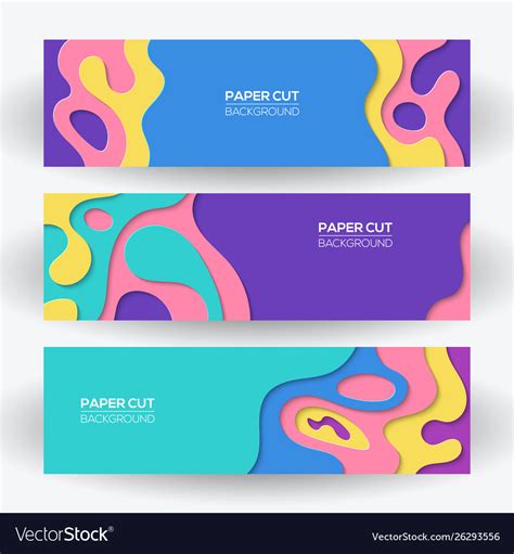 Modern colorful paper cut art design templates set