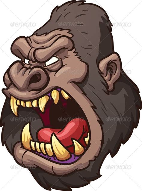 Angry Gorilla Head | Cartoon art, Illustration art, Cartoon drawings