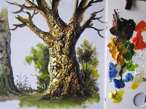 How to paint a tree trunk lesson 4 - YouTube