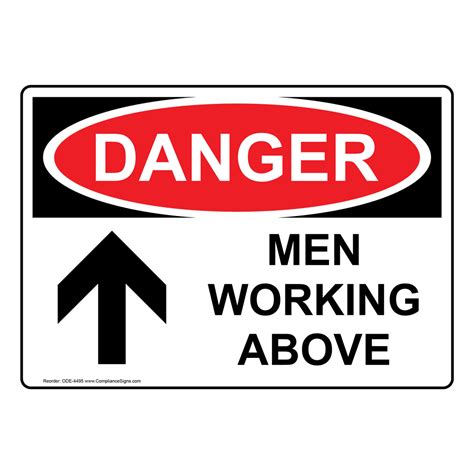 OSHA Sign - DANGER Men Working Above Sign - Industrial Notices