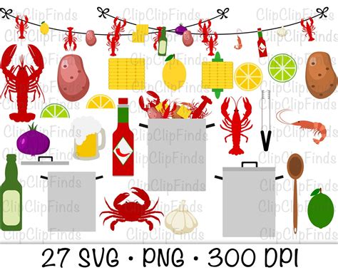 Crawfish Boil Seafood Boil Cajun Boil SVG PNG Clip Art - Etsy | Clip ...