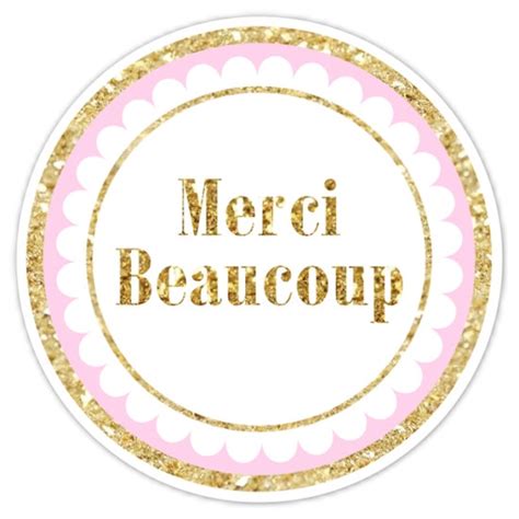 Gold and Pink Merci Beaucoup Stickers Gold Glitter Merci | Etsy