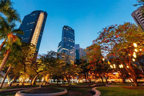 Ayala Triangle Park in the Middle of Makati City, Philippines Stock Photo - Image of people ...