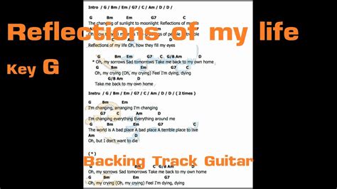 Reflections of my life - G - Backing track guitar + Chord - YouTube