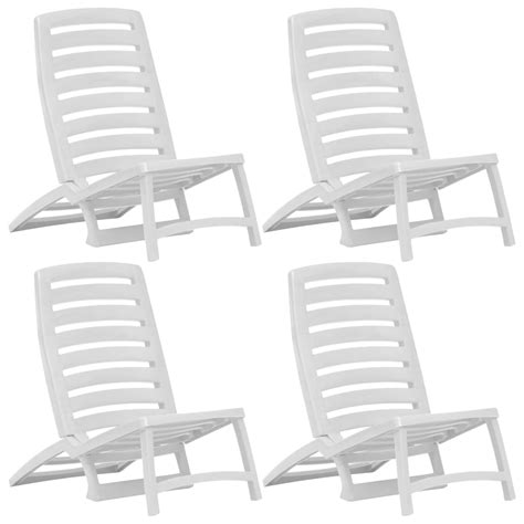 Kids' Folding Beach Chair 4 pcs Plastic White