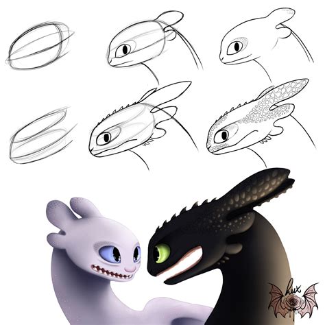 SisterDragonArts on Tumblr: How I draw Night/Light fury head :) I want ...