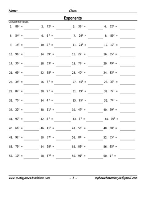 Powers And Exponents Worksheet - Printable Word Searches