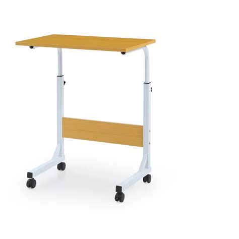 Hodedah Adjustable Height Wood Top Laptop Desk on Wheels, Brown ...