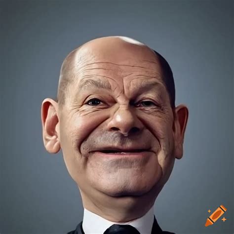 Satirical image of olaf scholz in a funny mask on Craiyon