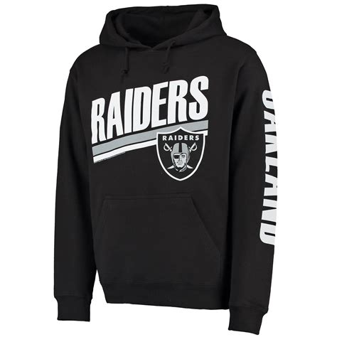 Oakland Raiders Black Sidestripe 2-Hit Pullover Hoodie