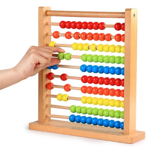 Wooden Rainbow Abacus Baby Math Toys Numbers Counting Calculating Beads Abacus Colorful ...