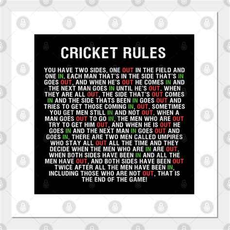 Cricket Rules - Cricket Rules - Posters and Art Prints | TeePublic