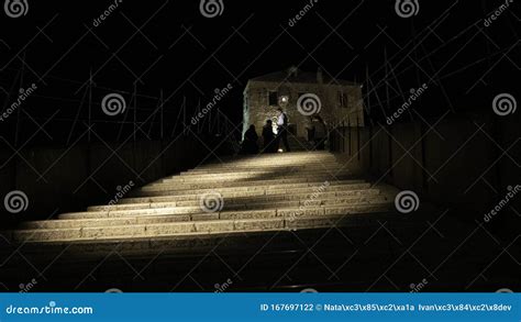 The Old Bridge in Mostar at Night. Photo Taken on the Bridge Editorial ...