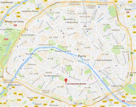 Plan catacombes Paris - Carte catacombes Paris (France)