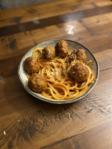 Bucatini with italian meatballs : r/pasta