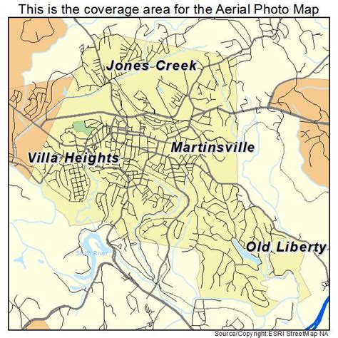 Aerial Photography Map of Martinsville, VA Virginia