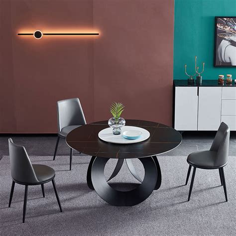 Modern minimalist Italian style light luxury round ceramic dining table ...