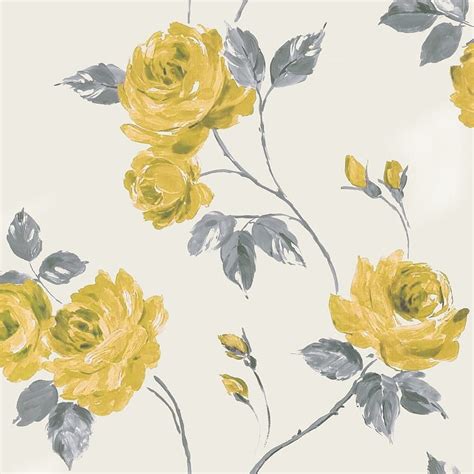 Designer Selection Romance Shabby Chic Floral Yellow Grey - 01429ROY ...