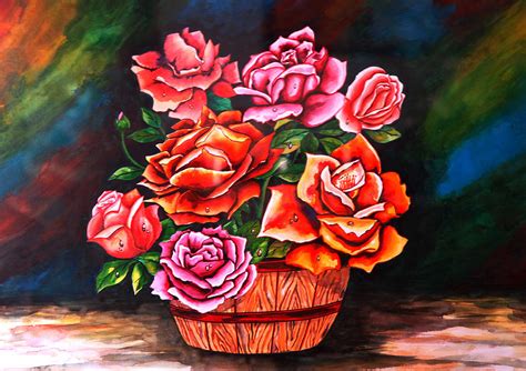 Flower Pot Painting by Johnson Moya