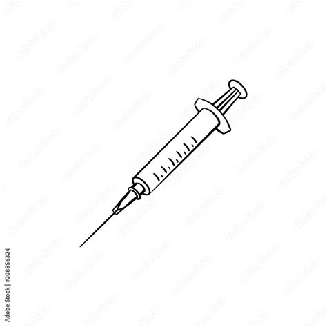 Syringe hand drawn outline doodle icon. Medical injection syringe as ...