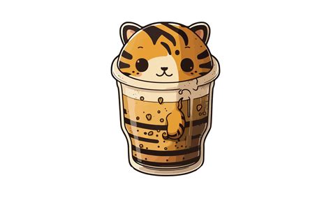 Tiger Drinking Coffee Vector Graphic by BreakingDots · Creative Fabrica