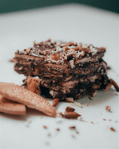 Tasty chocolate dessert with cookies and nuts · Free Stock Photo