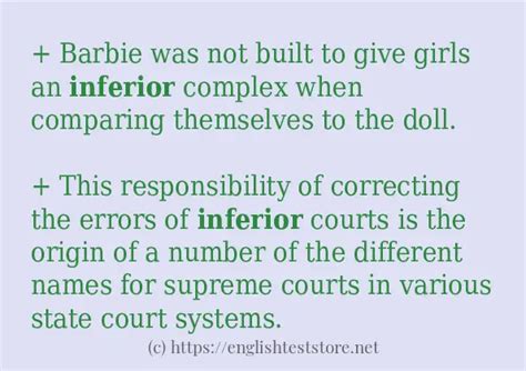 In-sentence examples of "inferior" - EnglishTestStore Blog