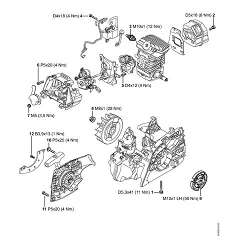 Stihl MS 171 Chainsaw (MS1712Mix) Parts Diagram, Tightening torques