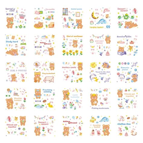 Kawaii Animal Stickers Cute Bear Rabbit's Daily Stickers - Temu Canada