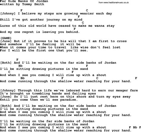 Johnny Cash song: Far Side Banks Of Jordan, lyrics and chords