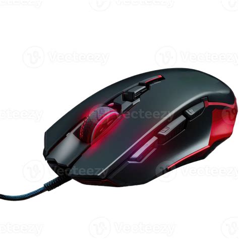 Vector illustration. Black realistic gaming computer mouse on a transparent isolated background ...