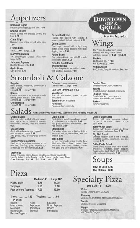 Downtown OIP & Grille menu in Lewistown, Pennsylvania, USA