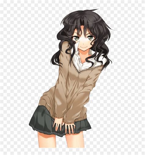 Anime Girl With Wavy Hair - Curly Hair Anime Girl - Free Transparent ...