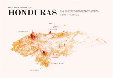 Population density map of Honduras.by @researchremora - VisionViral.com