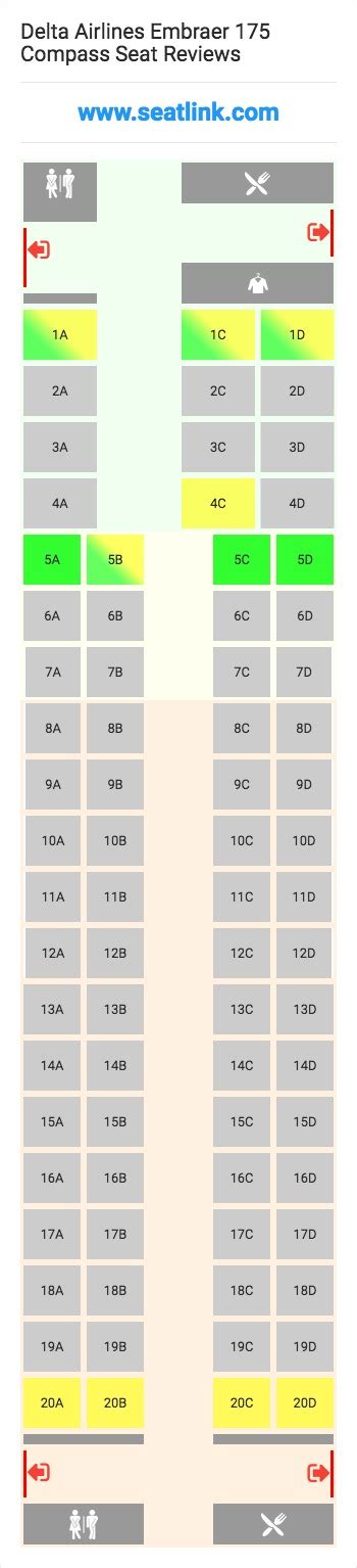 Delta Airlines Embraer 175 Compass Seating Chart - Updated December 2019 - SeatLink