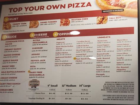 Menu at Toppers Pizza pizzeria, Superior