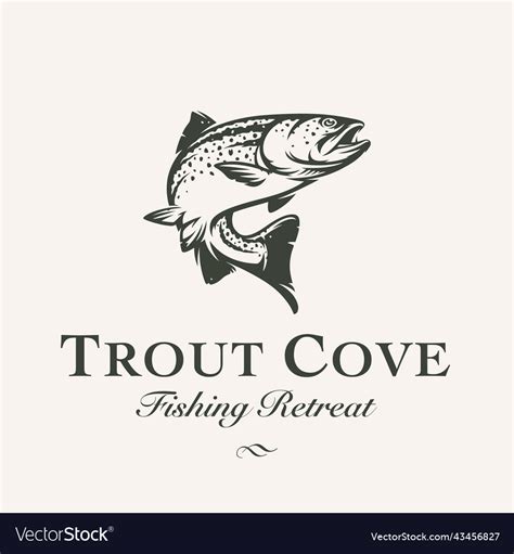 Fly fishing trout logo emblem Royalty Free Vector Image