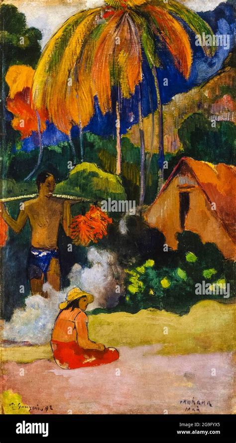 Paul Gauguin, Landscape in Tahiti, (Mahana Maà), painting, 1892 Stock Photo - Alamy