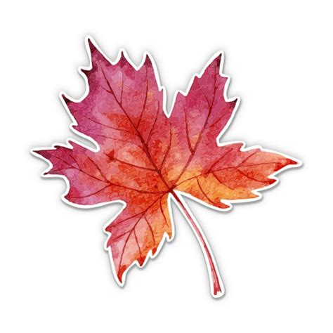 Watercolor Maple Leaf Fall - 3" Vinyl Sticker - For Car Laptop I-Pad ...