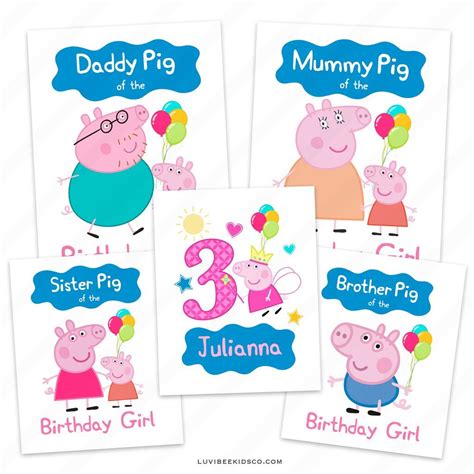 Peppa Pig Iron On Transfers Family Pack | Names and Characters can be Changed | Peppa pig ...