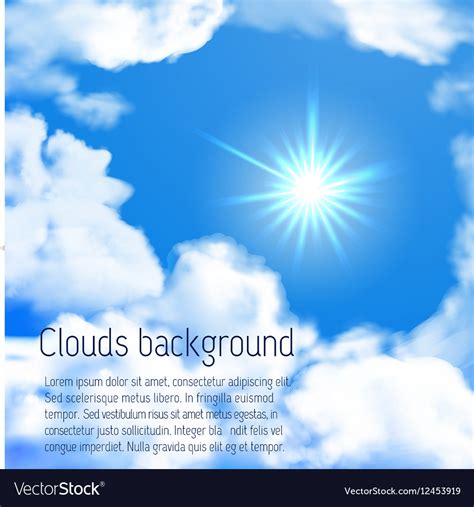 Bright sky whit sun and clouds Royalty Free Vector Image