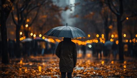 Premium AI Image | person standing under umbrella in the rain