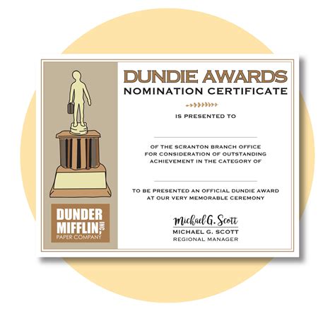 Dundie Awards Certificate Instant Digital Download 8.5x11 | Etsy